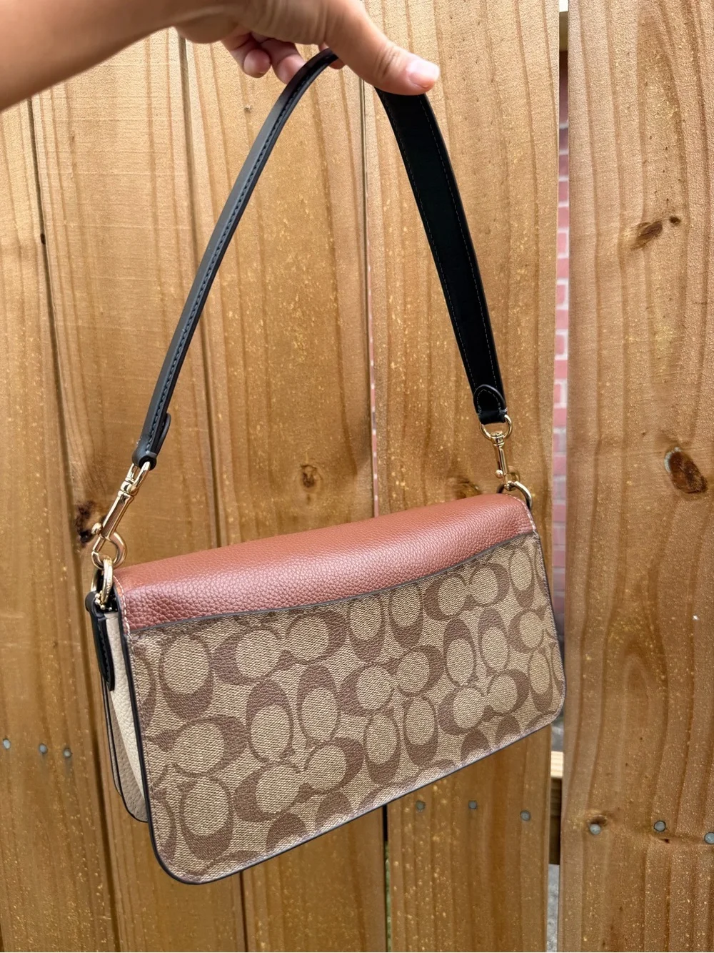Coach Brown & Black Signature Shoulder Bag
